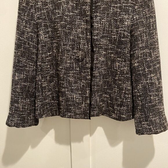 Talbots Tweed Blazer Women’s 8 Black Classic Preppy Suit Jacket Grosgrain Trim - Picture 4 of 14